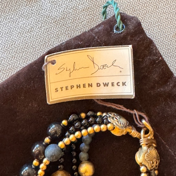 Stephen Dweck Black Agate Vermeil Multi Strand Horn Black Jade Necklace - Picture 7 of 10